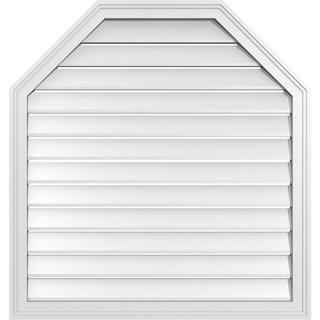 Ekena Millwork Octagonal Top Surface Mount PVC Gable Vent w/ 2"W x 1-1/2"P Brickmould Frame, 34"W x 36"H GVPOT34X3602SF